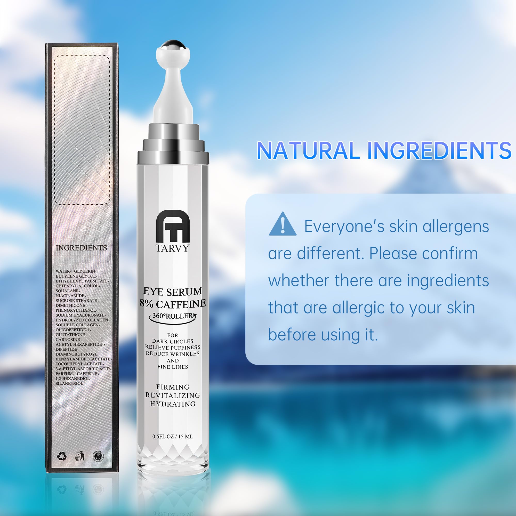 Tarvy under-eye cream application for dark circles and hydration.