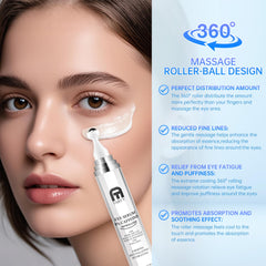 Tarvy puffiness relief roller demonstrates eye massage action.