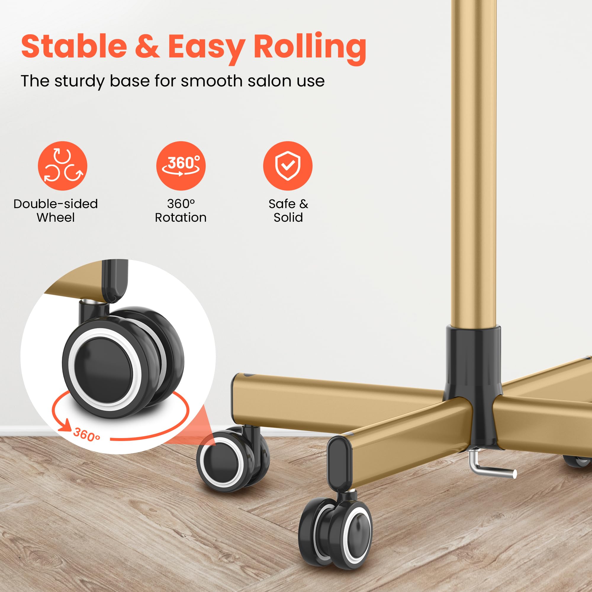 Tasalon Gold chariot roulant pour station beauté mobile et élégante