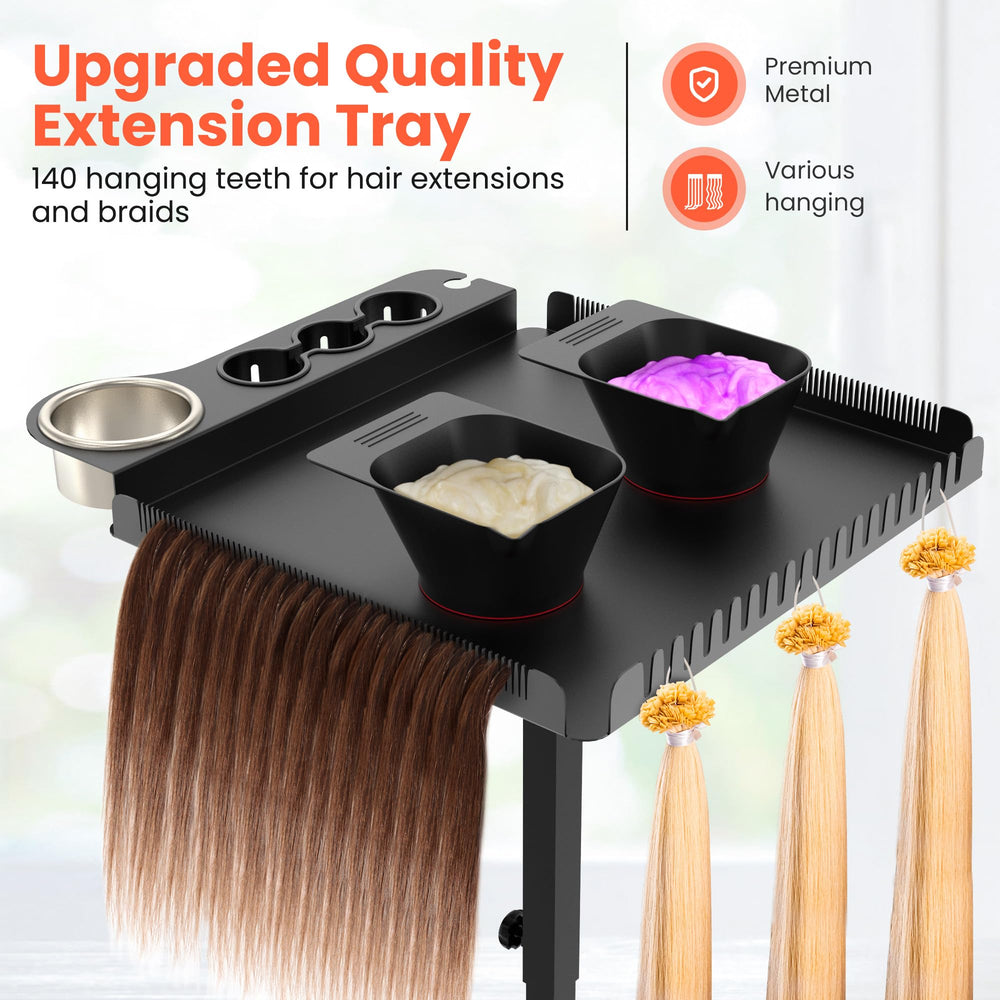 Tasalon plateau en métal durable pour coiffure et extensions.