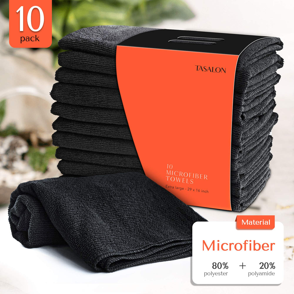 TASALON serviettes coiffure noir, absorbantes et adaptées au soin capillaire.