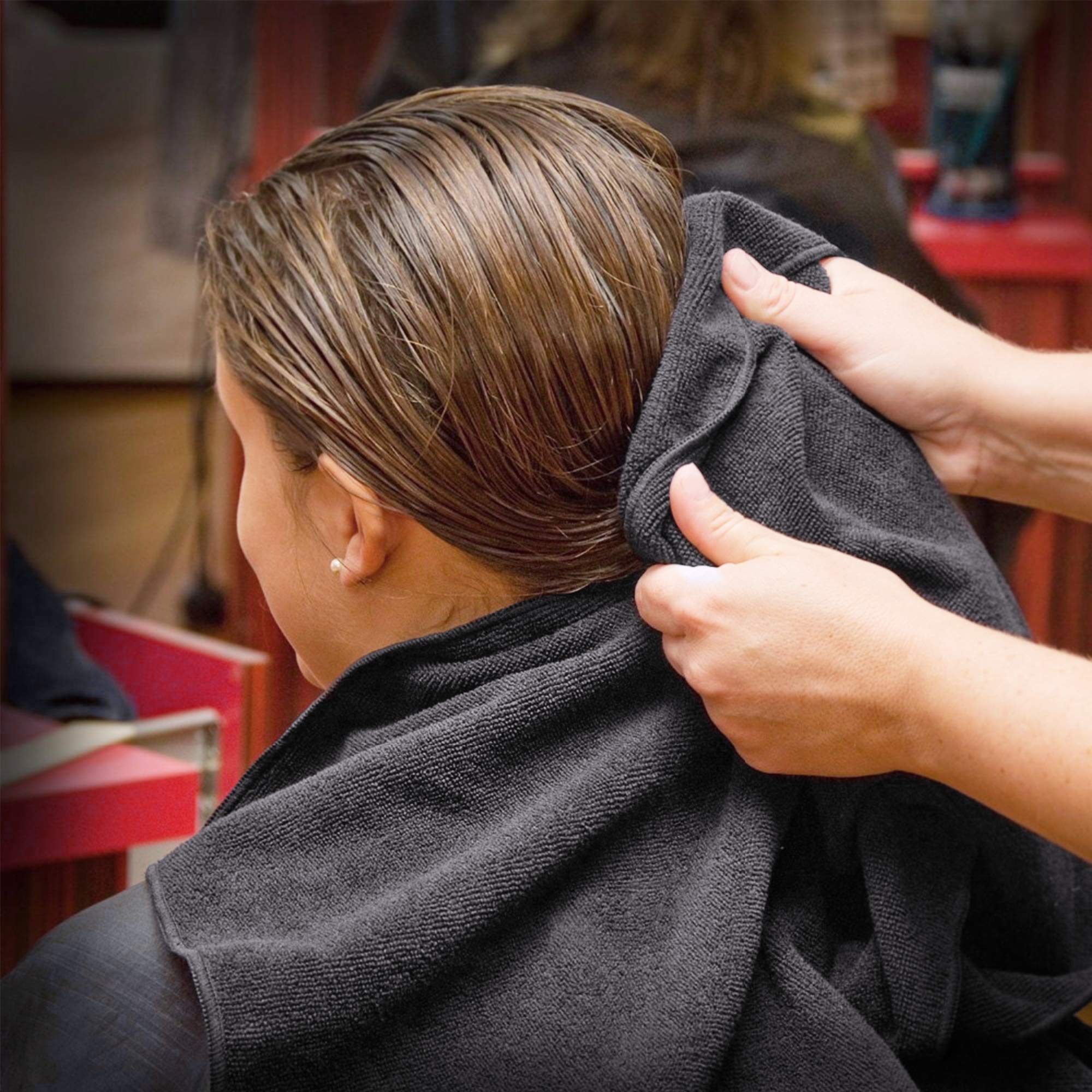 TASALON serviettes noires 29x16, confort durable pour soins visage et corps.