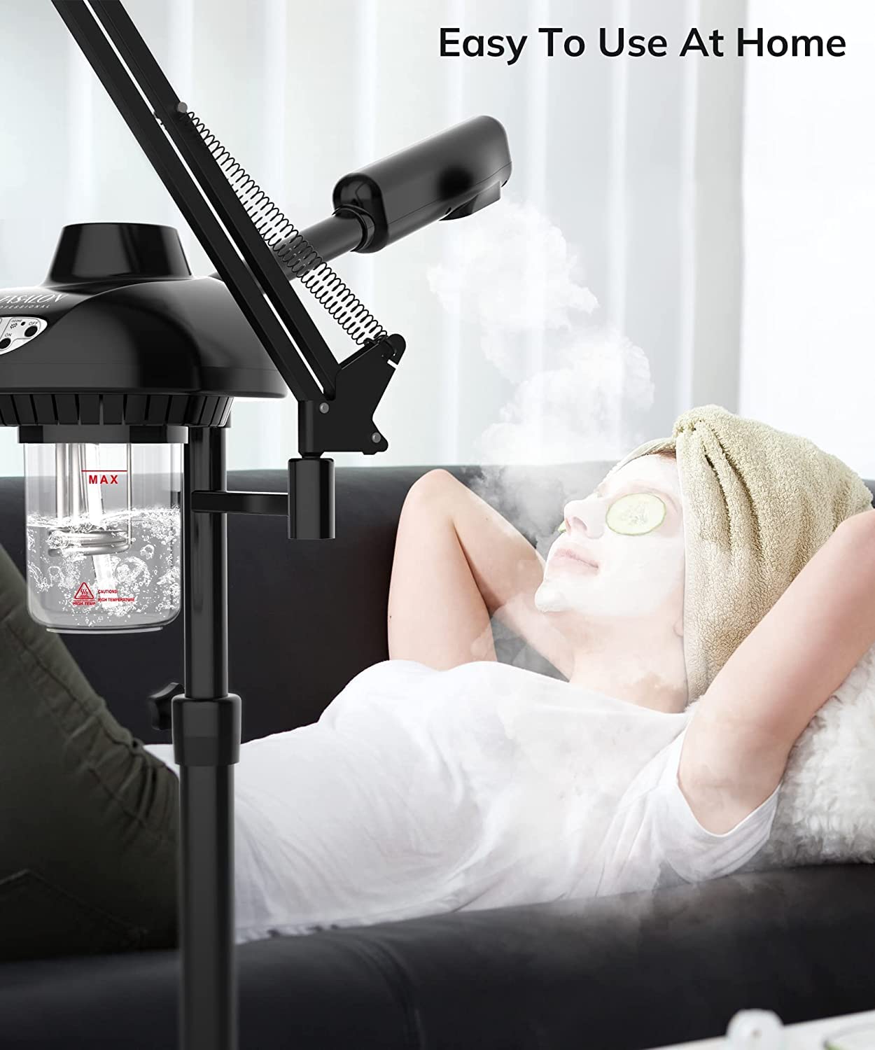 TASALON vapeur-visage éclairage LED ajustable pour détails nets.