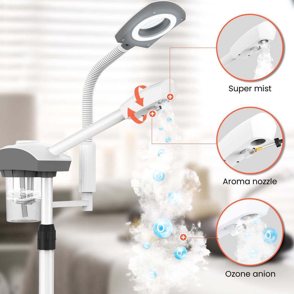 TASALON vapeur-visage lampe grossissement 3x: inspection précise de la peau.