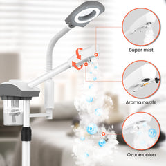 TASALON vapeur-visage lampe grossissement 3x: inspection précise de la peau.