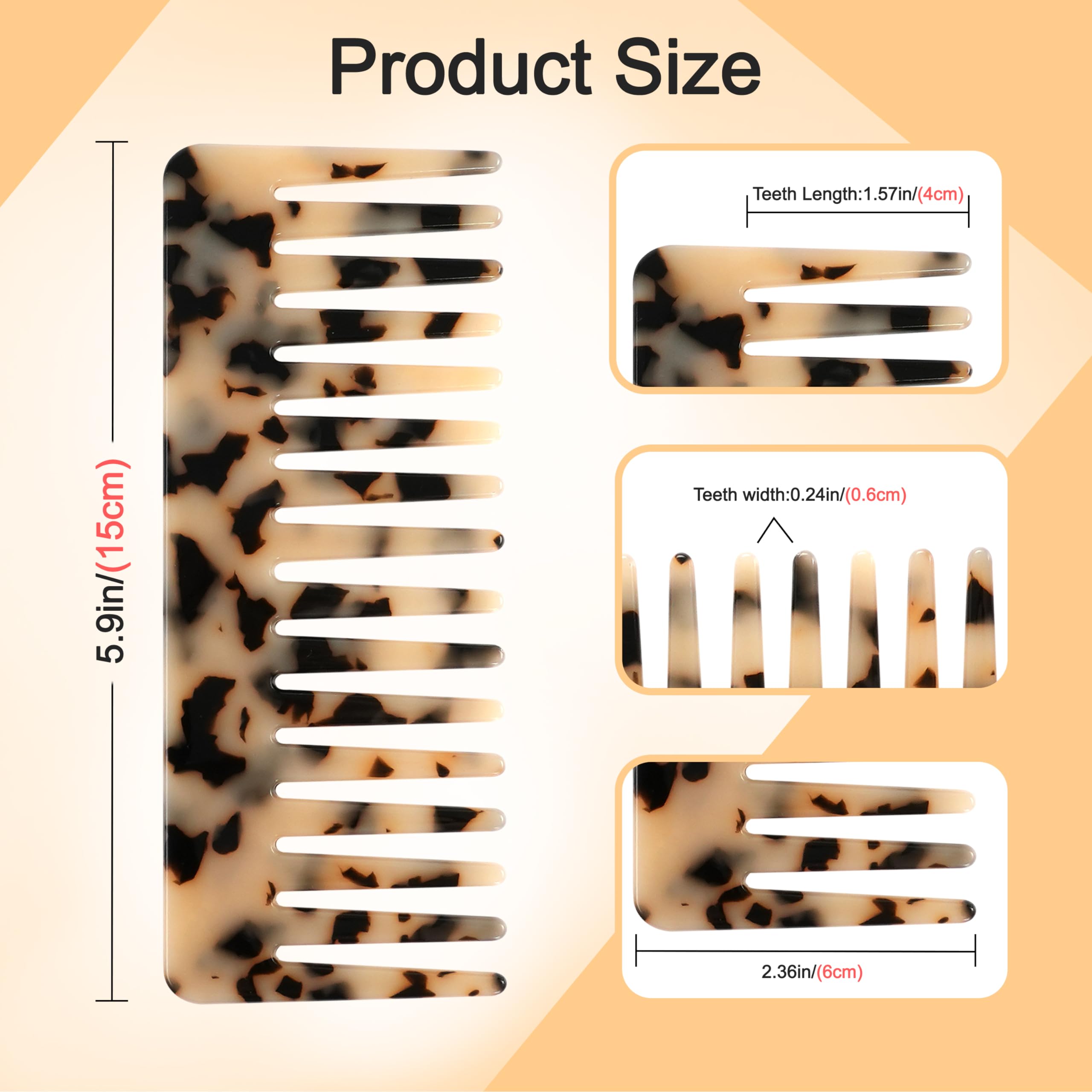 TaShow peigne dents larges, cheveux bouclés, démêlage efficace et sans tiraillement.