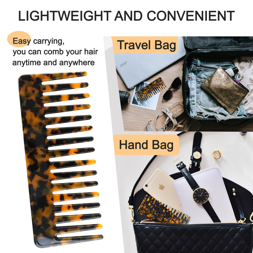TaShow peigne dents larges, motif tortue et ivoire, look élégant.