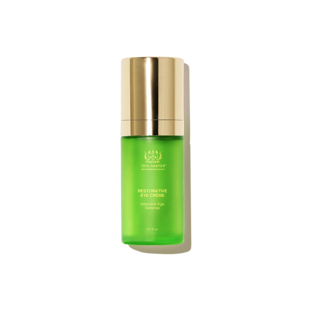 Crème contour des yeux restauratrice Tata Harper, flacon luxueux et hydratation délicate.