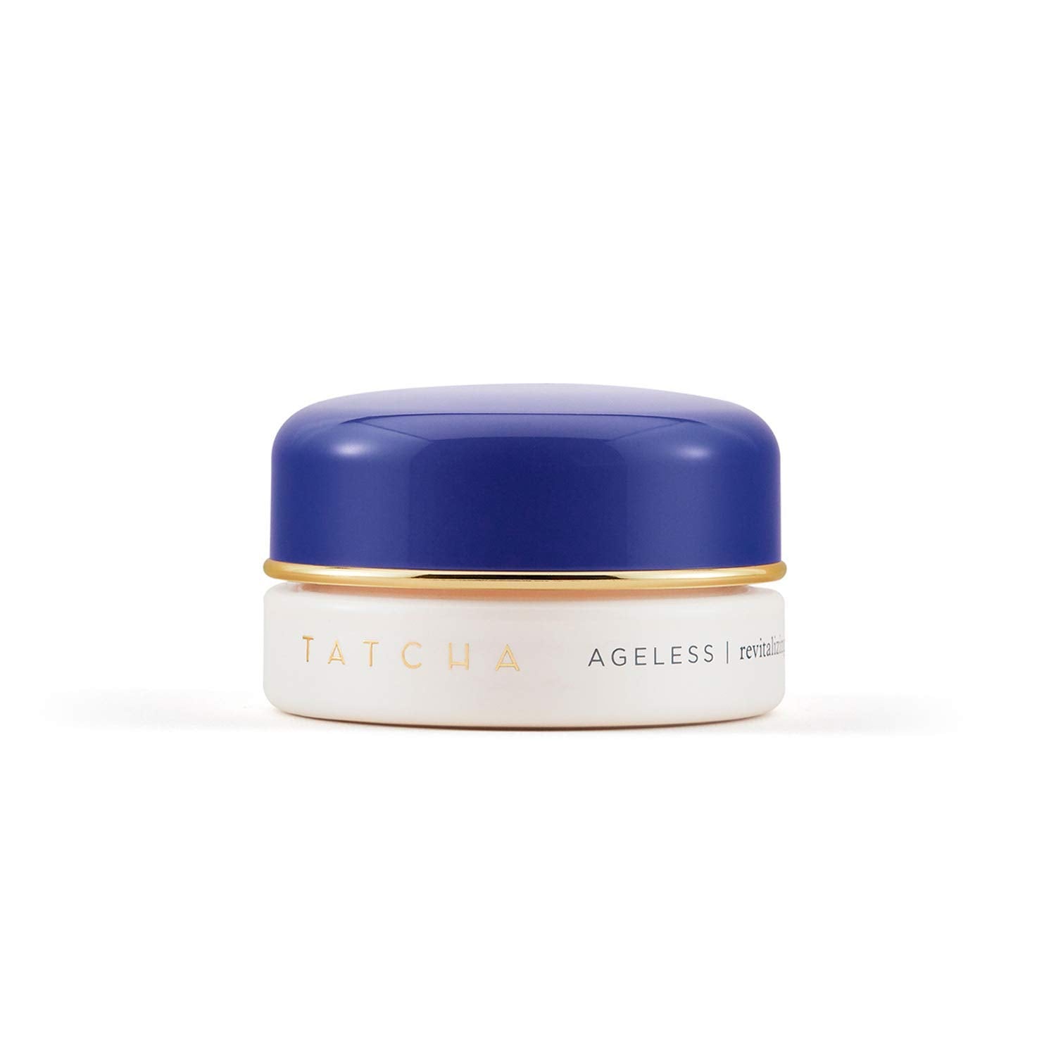 TATCHA Ageless Revitalizing Eye Cream, emballage élégant et soin antioxydant pour le regard.