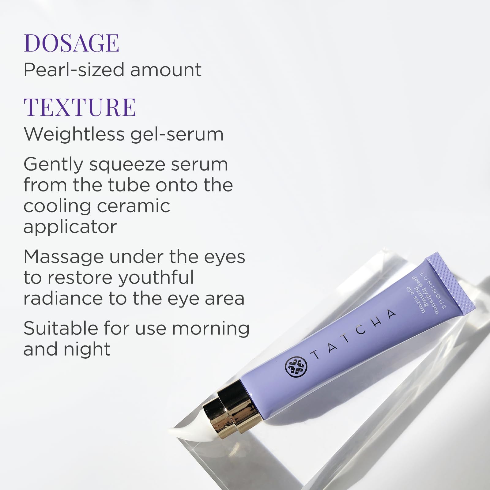 TATCHA extrait de chèvrefeuille pour l’hydratation du regard.