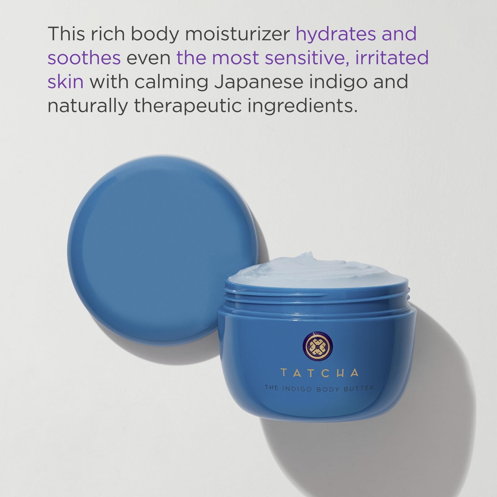 TATCHA Indigo Body Butter – extrait d’indigo naturel apaise la peau sensible.