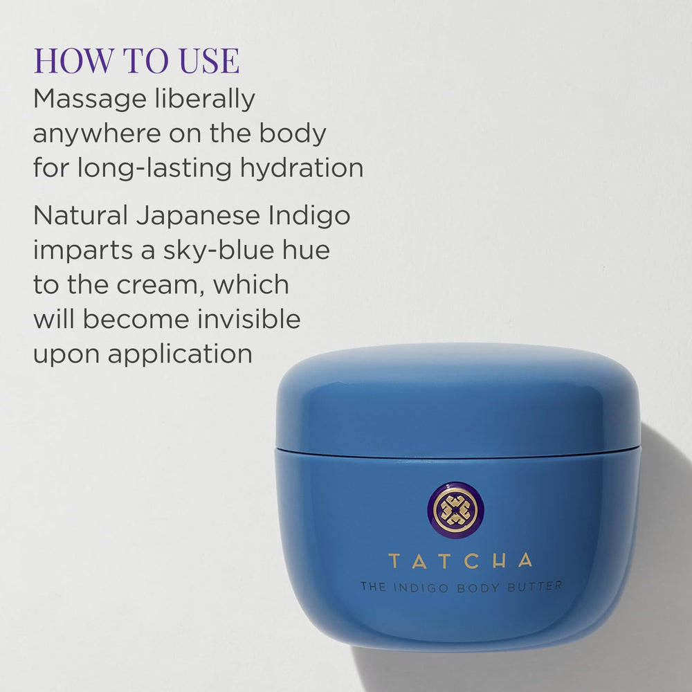 TATCHA Indigo Body Butter – complexe Hadasei-3 ravive l’éclat de la peau.
