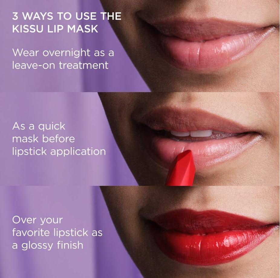 Masque lèvres Kissu de Tatcha, effet plump visible pour une bouche plus ferme.