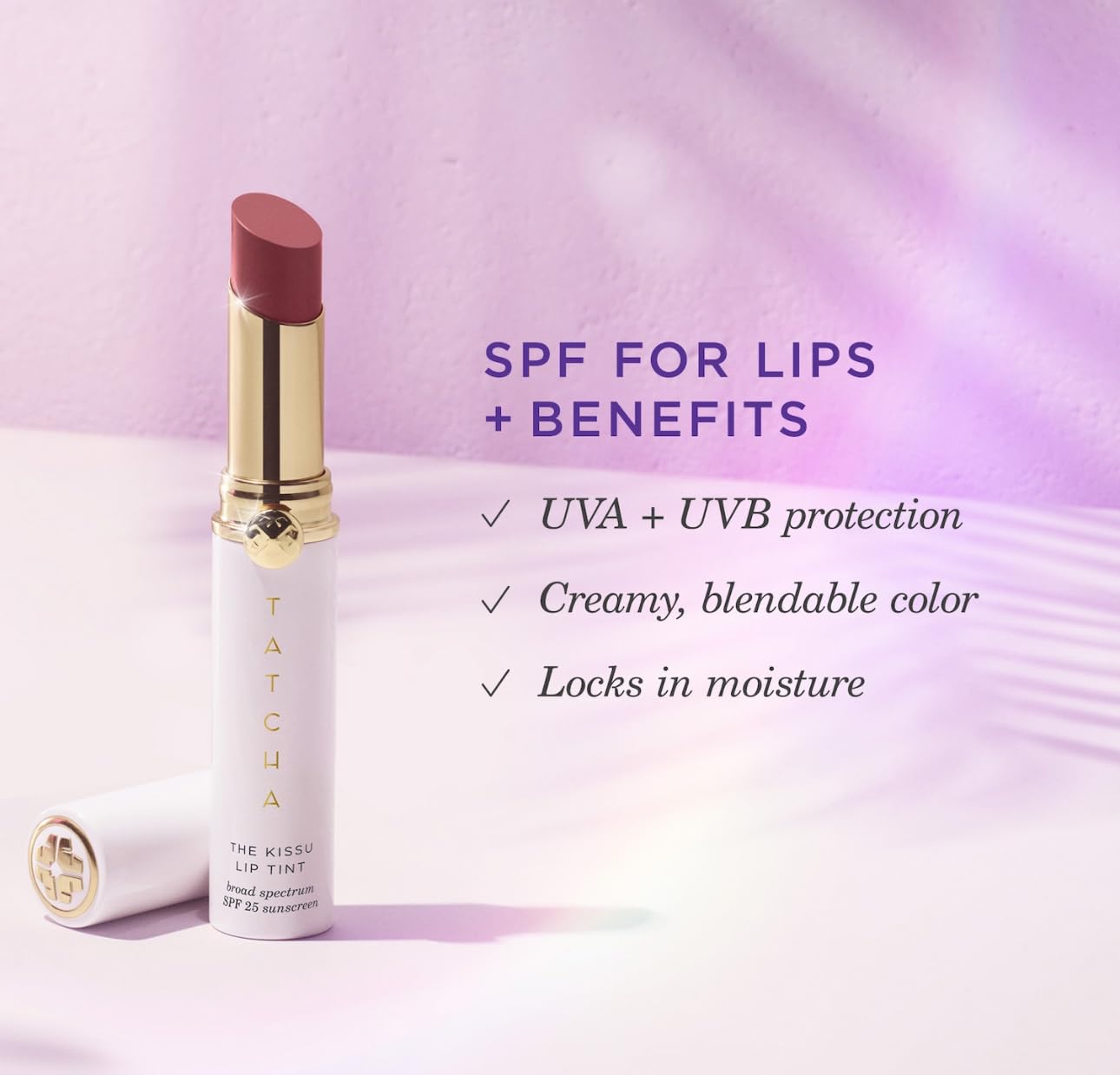 TATCHA Kissu Lip Tint SPF 25 Midnight Lily - application facile pour une couleur naturelle