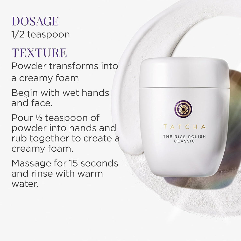 TATCHA Polissage au Riz Classique — peau plus lumineuse après utilisation.
