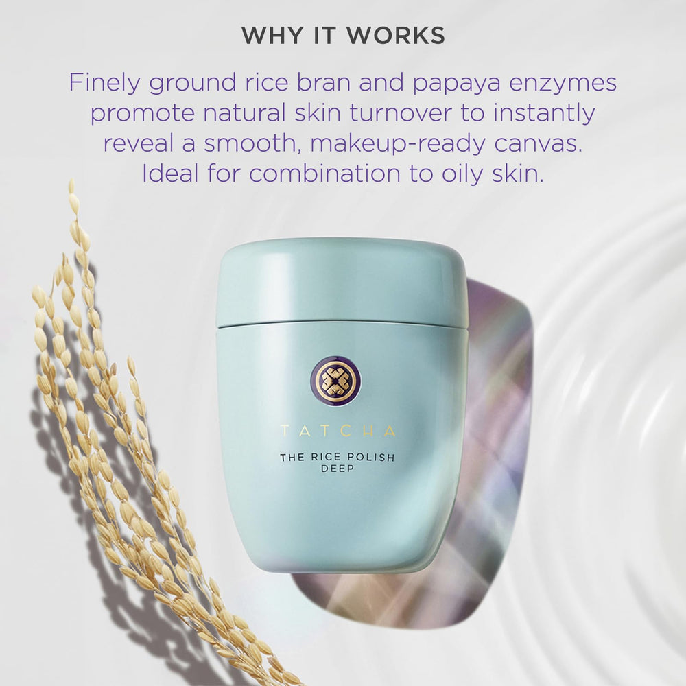 Tatcha Polissage profond au riz – exfoliant à la papaye pour un teint tonifié.