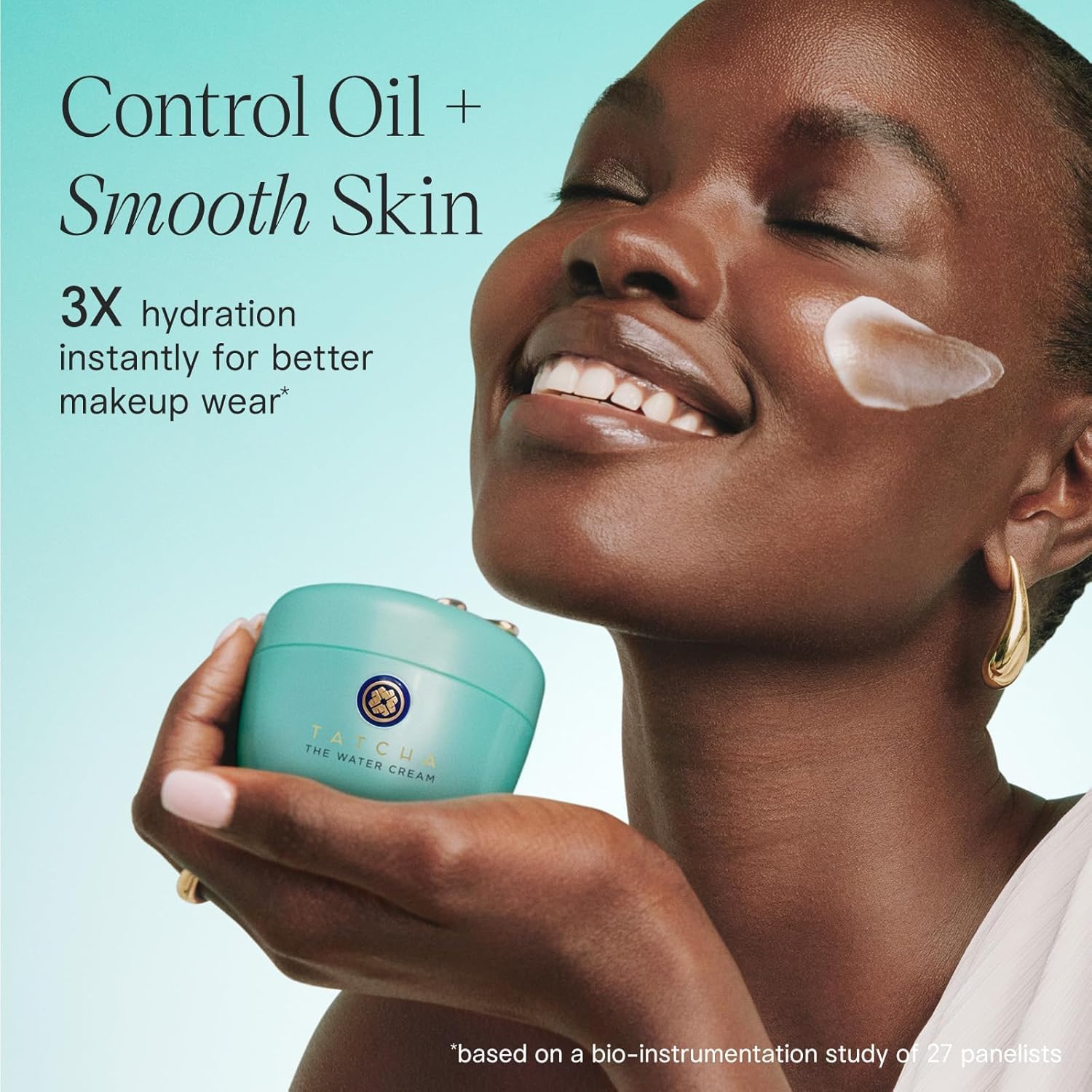 Pores affinés avec démonstration d’effet sur la peau.