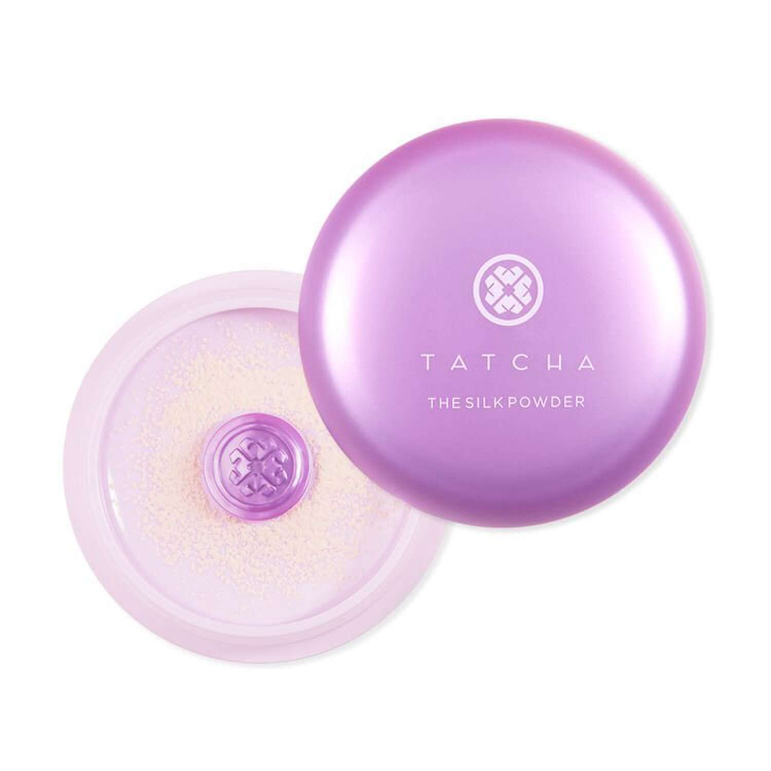 Poudre de Soie Tatcha, boîte élégante et fini translucide.