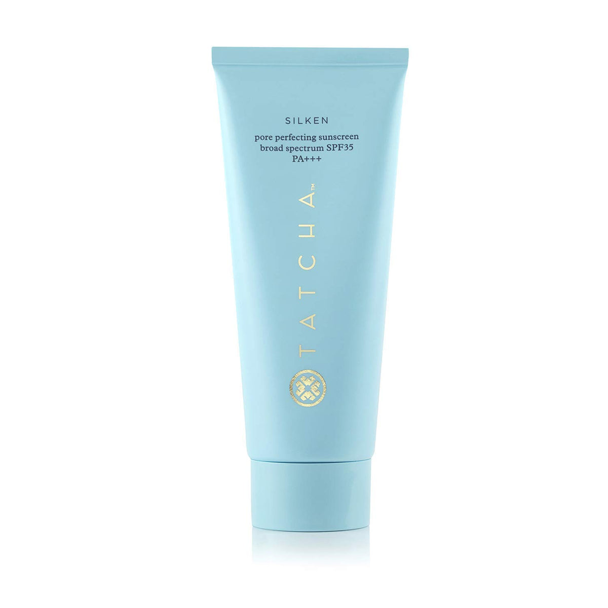 Tatcha Silken Pore Perfecting Sunscreen SPF 35 – bouteille 60 ml, texture légère et protection UV.