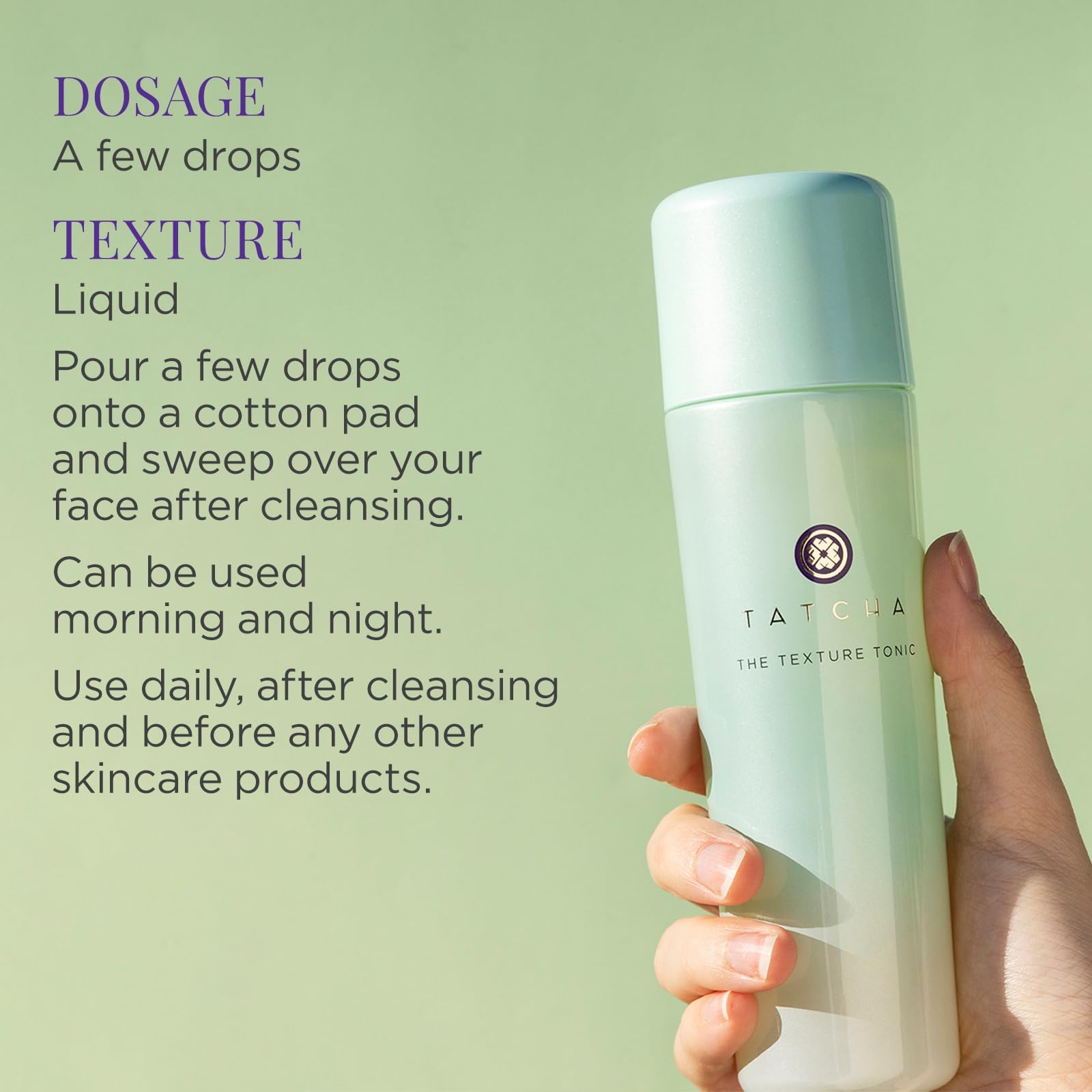 Application de Texture Tonic: rituel quotidien pour une peau veloutée.