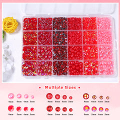 Perles rouges à dos plat Tatiwoo, 4 mm, idéales pour ongles et accessoires.