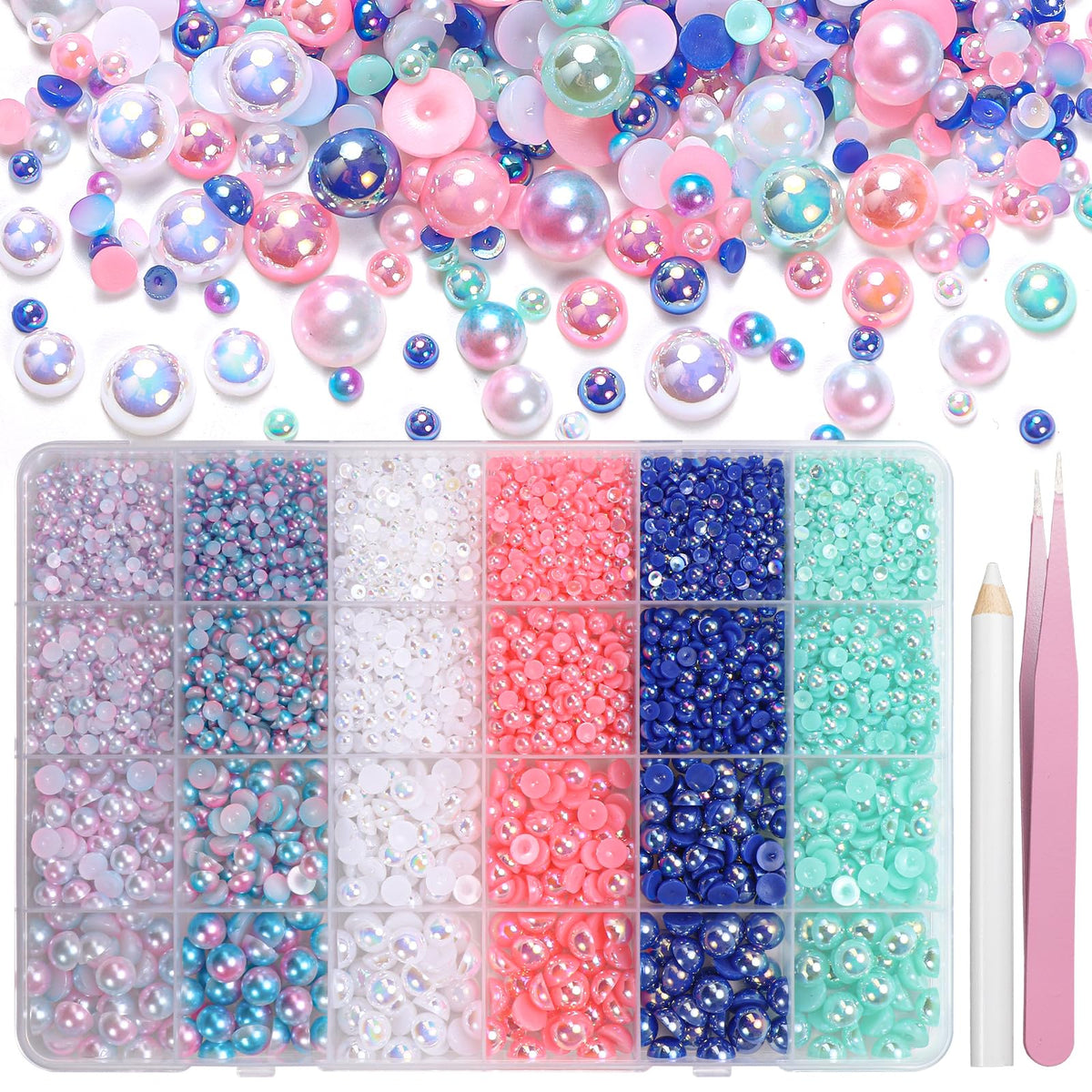 Tatiwoo perles demi-perles flatback ensemble pour ongles et bricolage