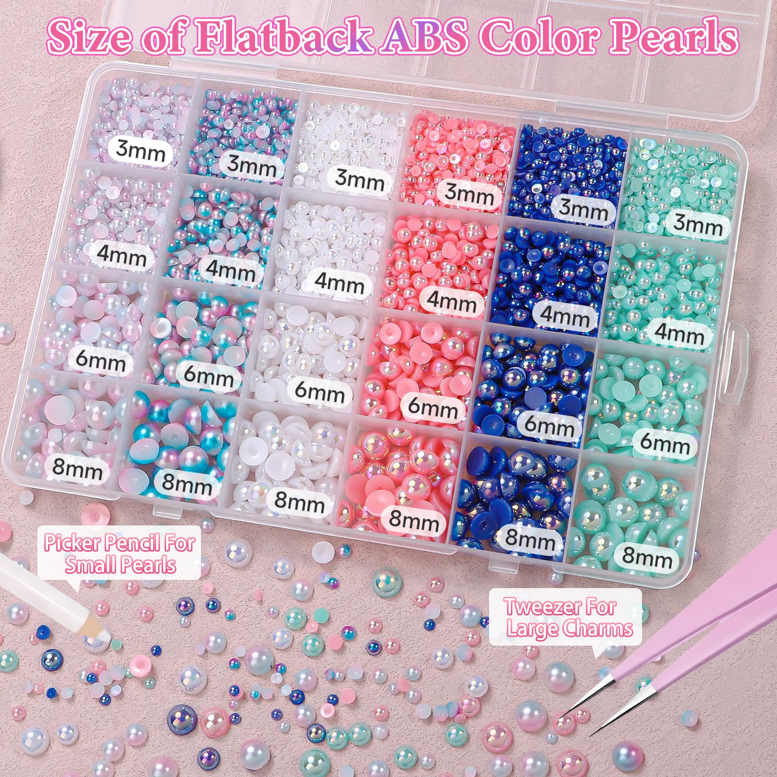 Tatiwoo perles flatback bleu-vert pour ongles et décorations