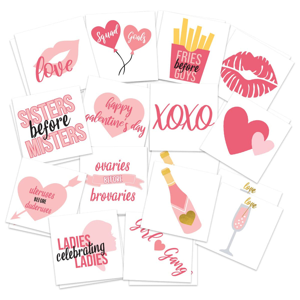 Tatouages Galentines: ensemble coeurs et bouches, ambiance chic, faciles à appliquer.