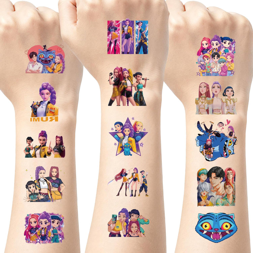 Tatouage Kpop Démon – décor pailleté, option activité bricolage pour fêtes scolaires.