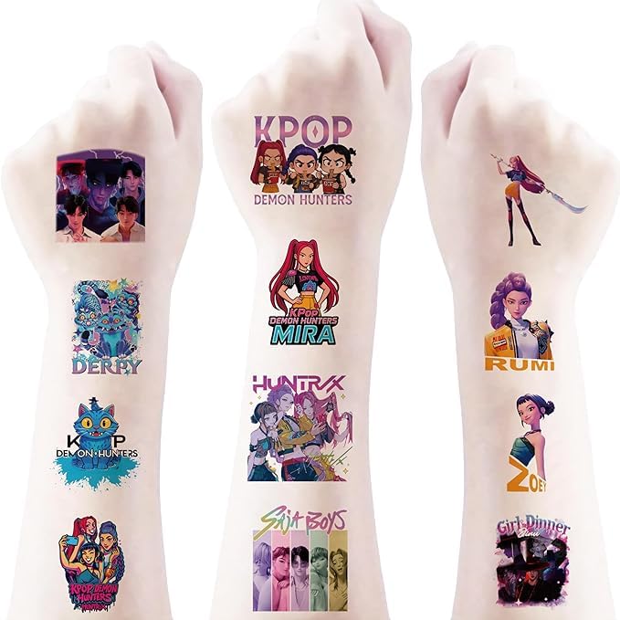 Tatouage Kpop Démon pour enfant – design chat, idéal pour les fêtes.