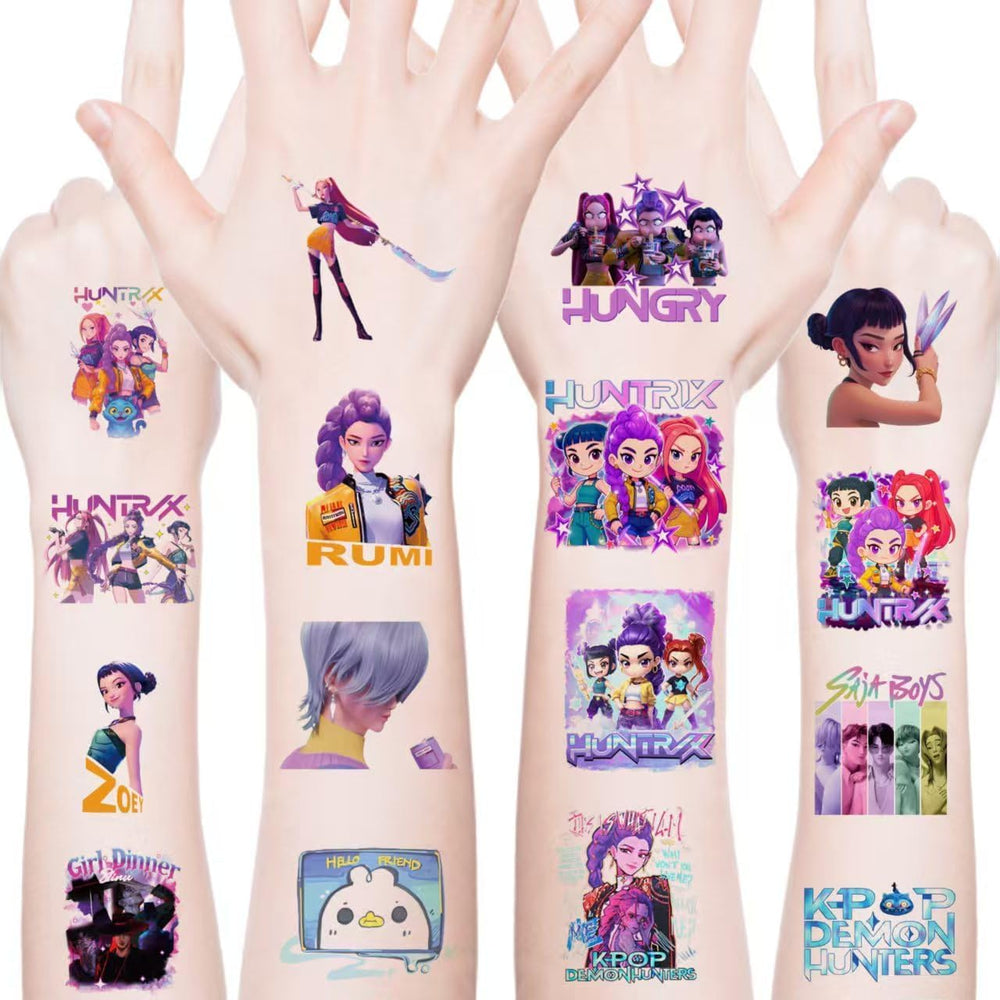Tatouages Kpop Démon – personnage cartoon, cadeau amusant pour les anniversaires.