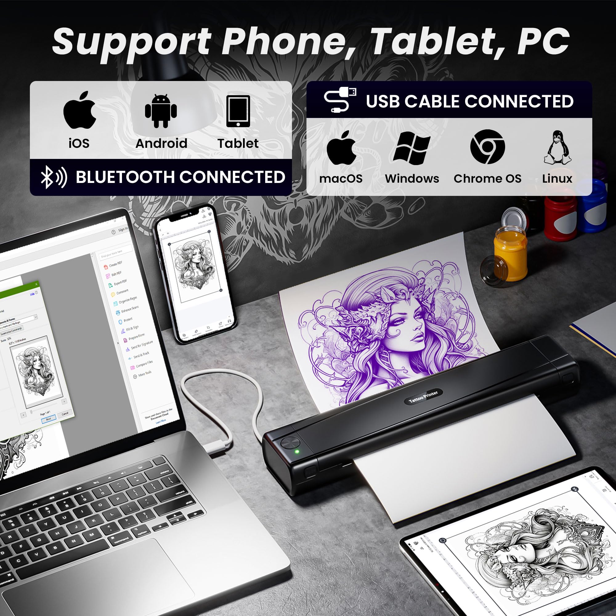 TATTMUSE appareil portable léger, idéal pour tatouages en déplacement.