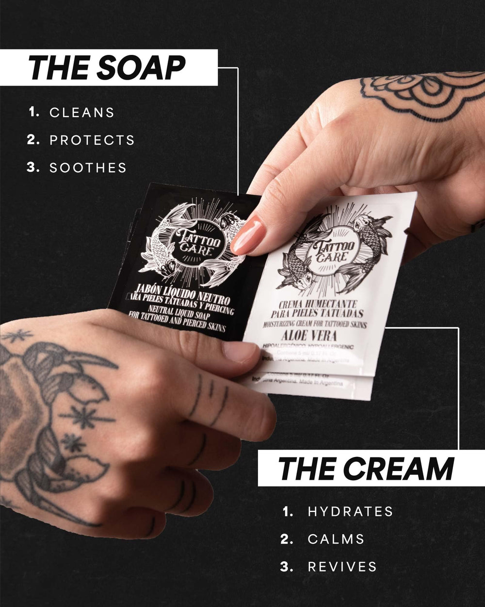 Tattoo Care Kit sachets de soin voyage — pratique en déplacement.