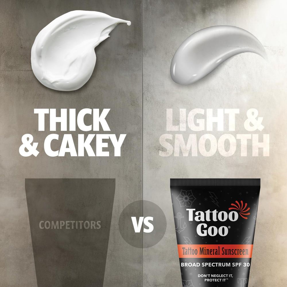 Tattoo Goo formule zinc oxide minérale garantit une protection UV sûre.
