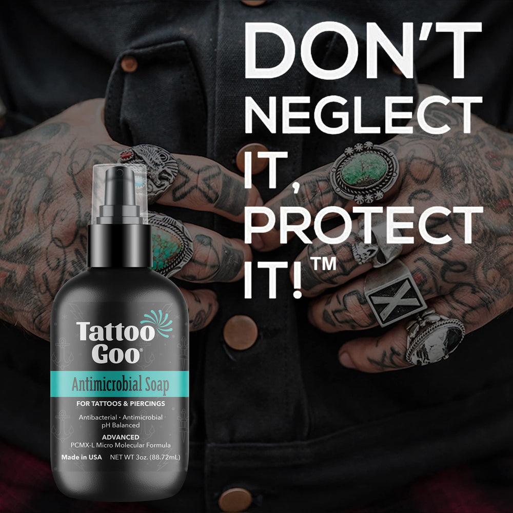 Tattoo Goo formule pH équilibré, respecte la peau sensible.