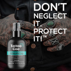 Tattoo Goo formule pH équilibré, respecte la peau sensible.