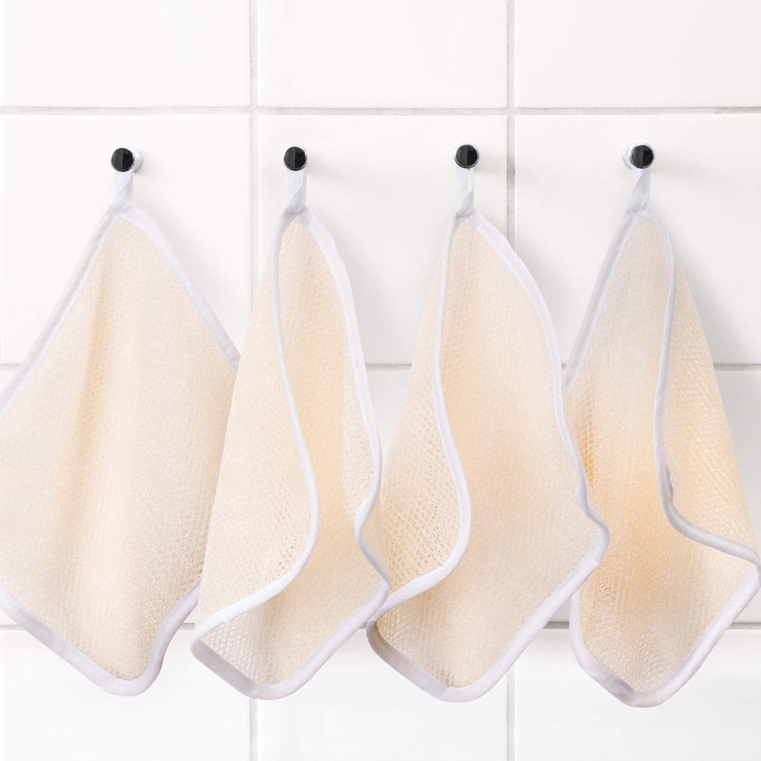 Chiffon exfoliant Tatuo 27x23 cm, bord blanc, portable pour voyages.