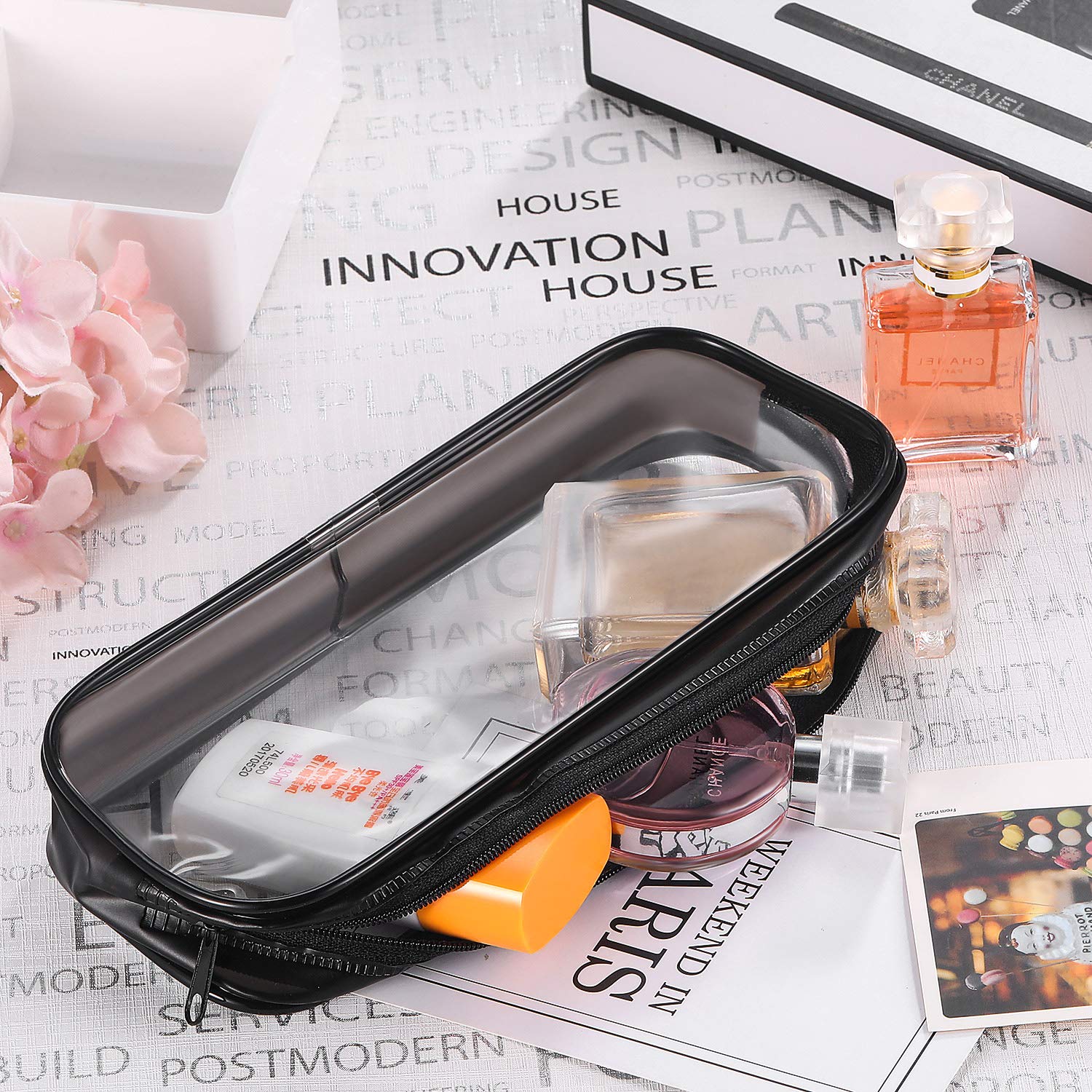 Tatuo accessoire voyage PVC transparent, rangement compact pour bagages.