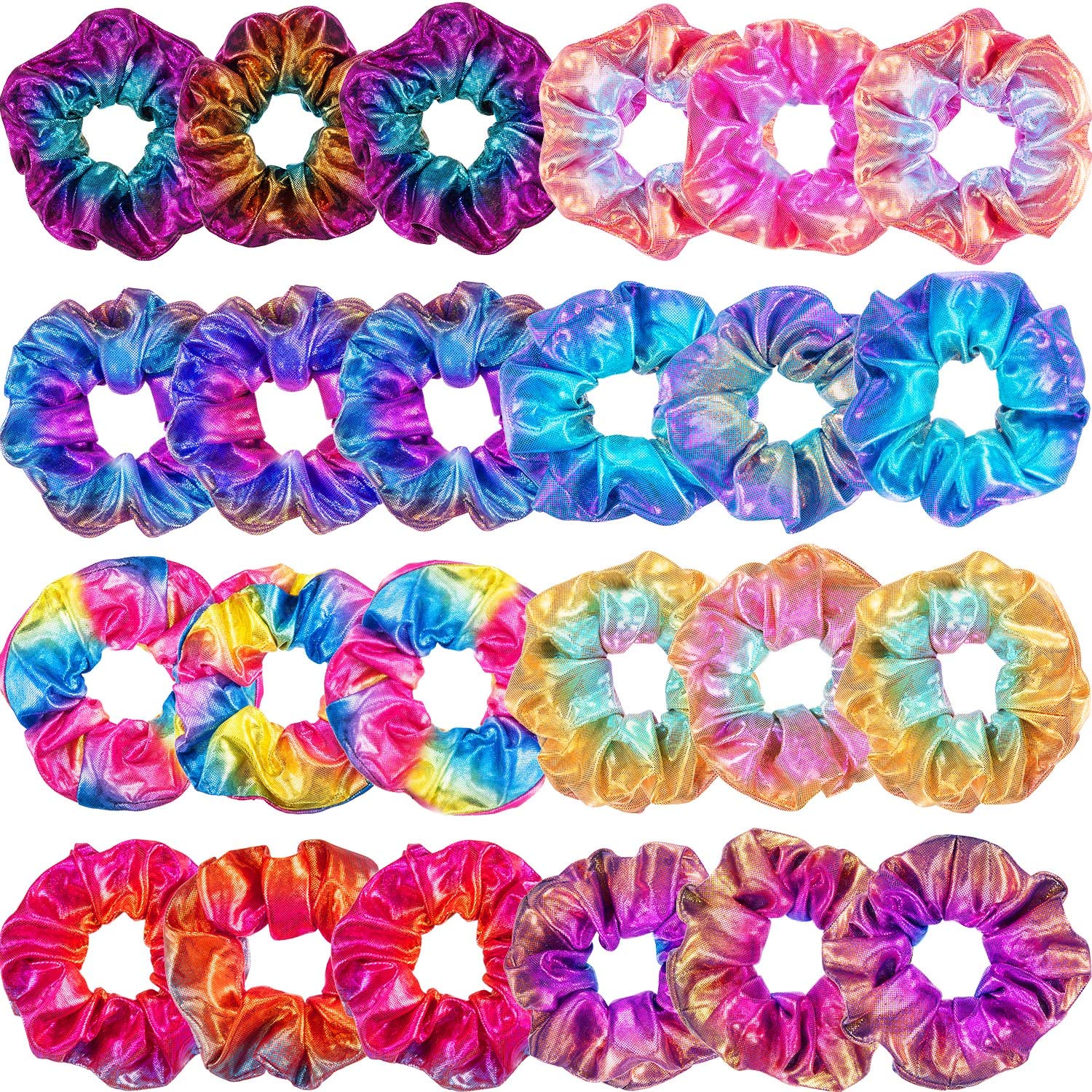 Tatuo chouchous arc-en-ciel satin: accessoire élégant pour fêtes et quotidiens.