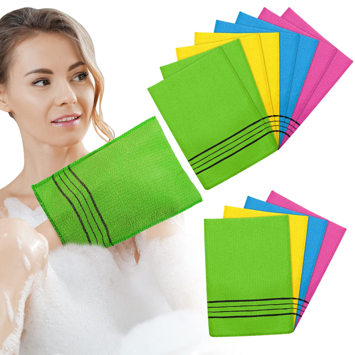 Gant exfoliant coréen Tatuo ensemble multicolore prêt à l’emploi pour le soin du corps