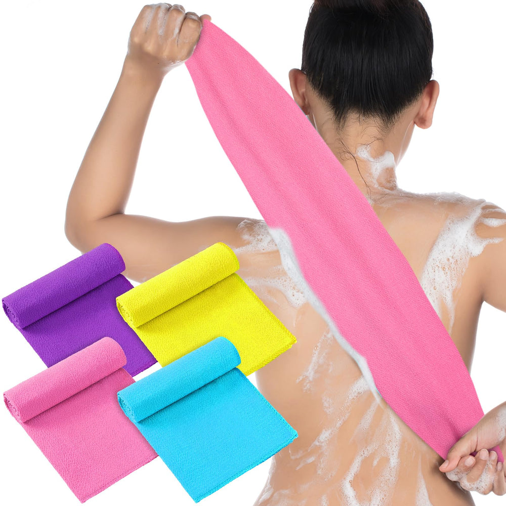 Gants exfoliants Tatuo quatre couleurs pour dos et corps.