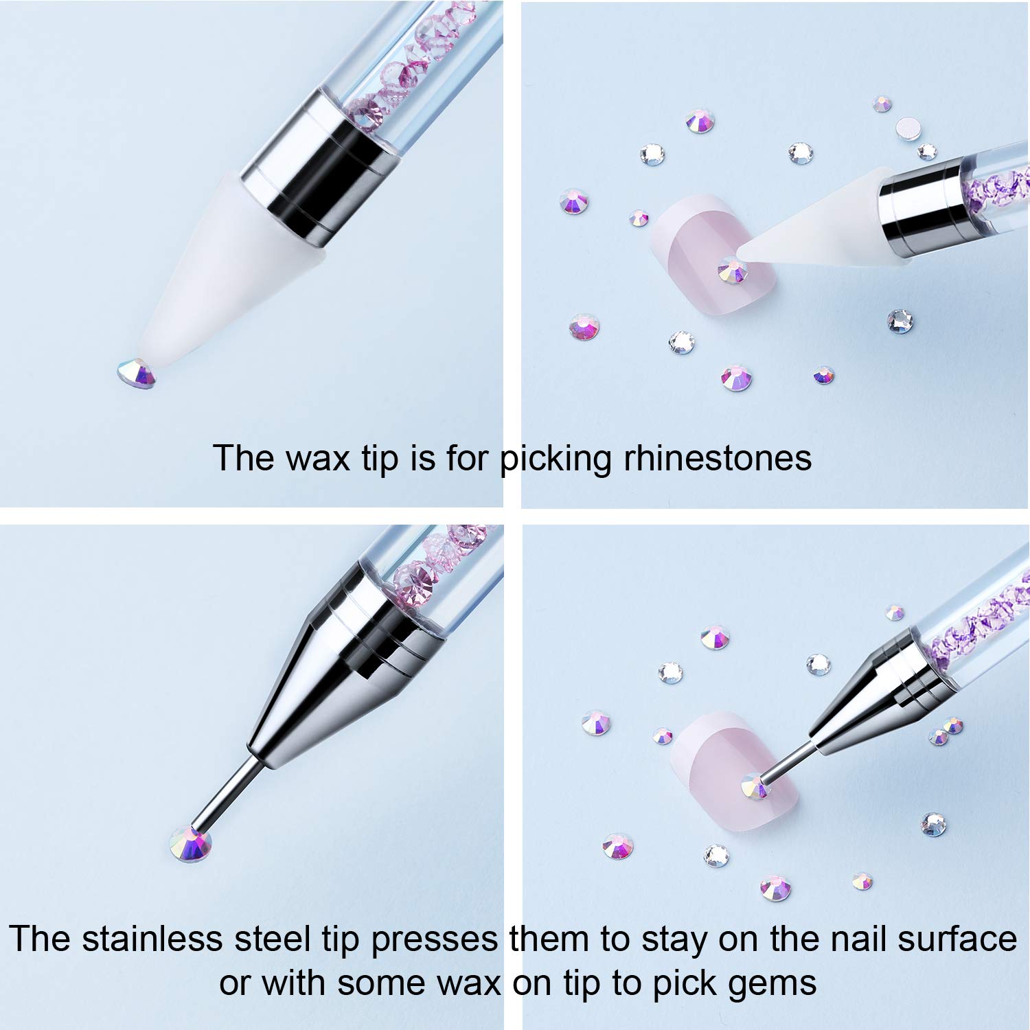 Double-face Tatuo selon le besoin: cire ou pointe inox pour les strass