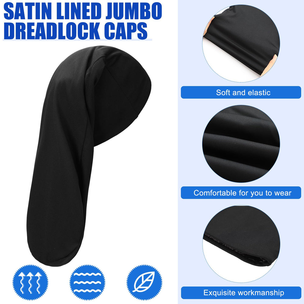 Tatuo cap dreadlock satin noir 20x9, conserve la coiffure pendant les activités.