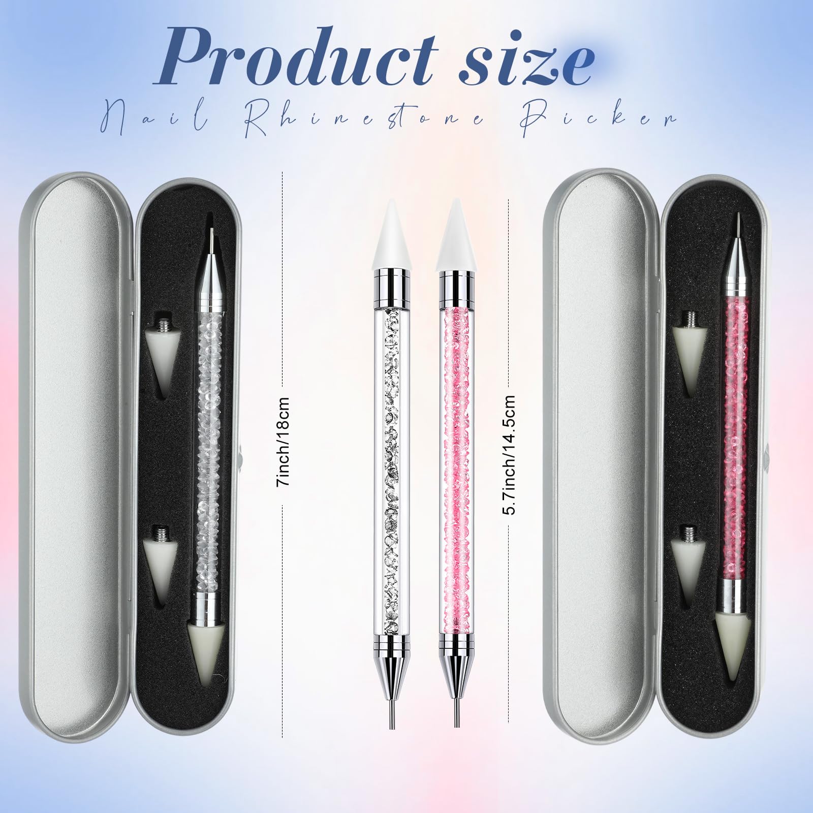 Stylo pick rhinestones Tatuo avec tête inox rose pour une pression précise.