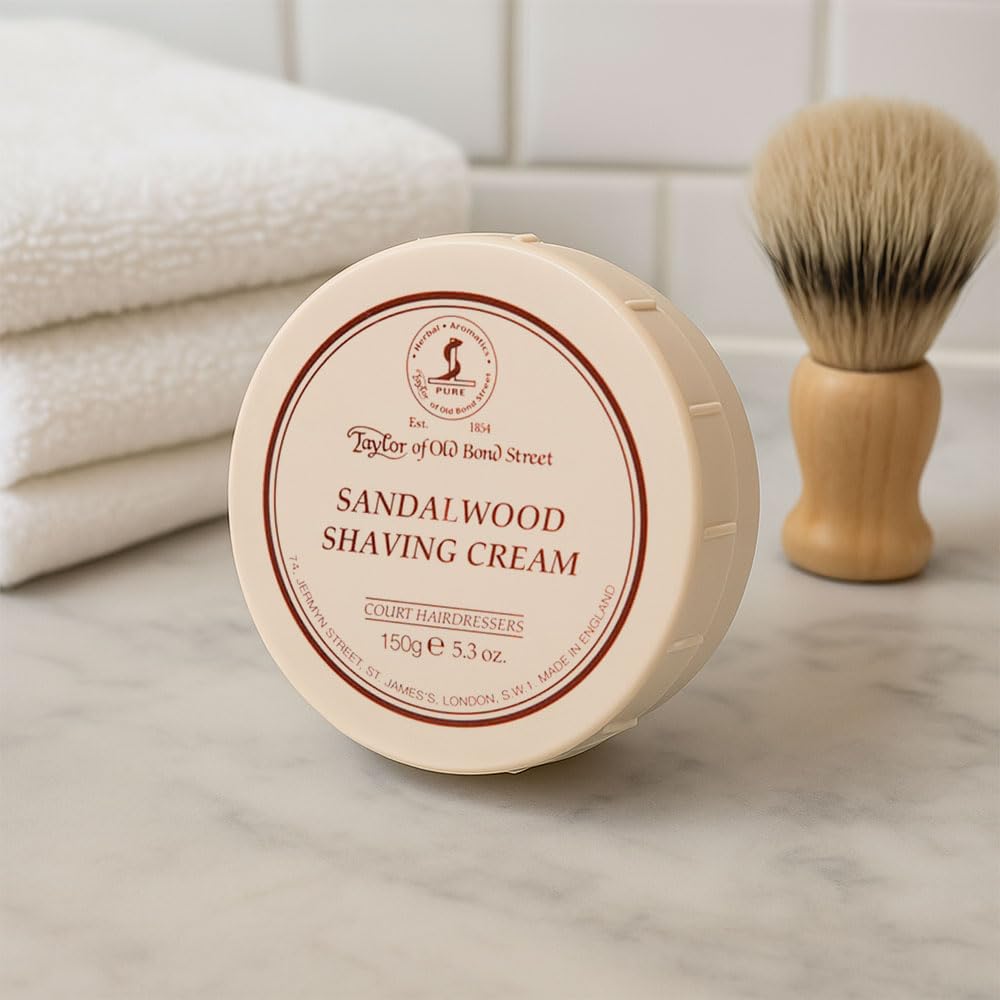 Taylor of Old Bond Street crème de rasage santal, brosse prête à appliquer