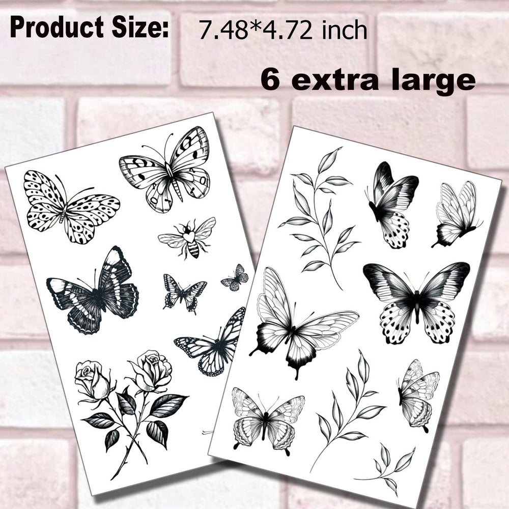 Tatouage Tazimi à la poitrine papillon noir, motif tendance et audacieux