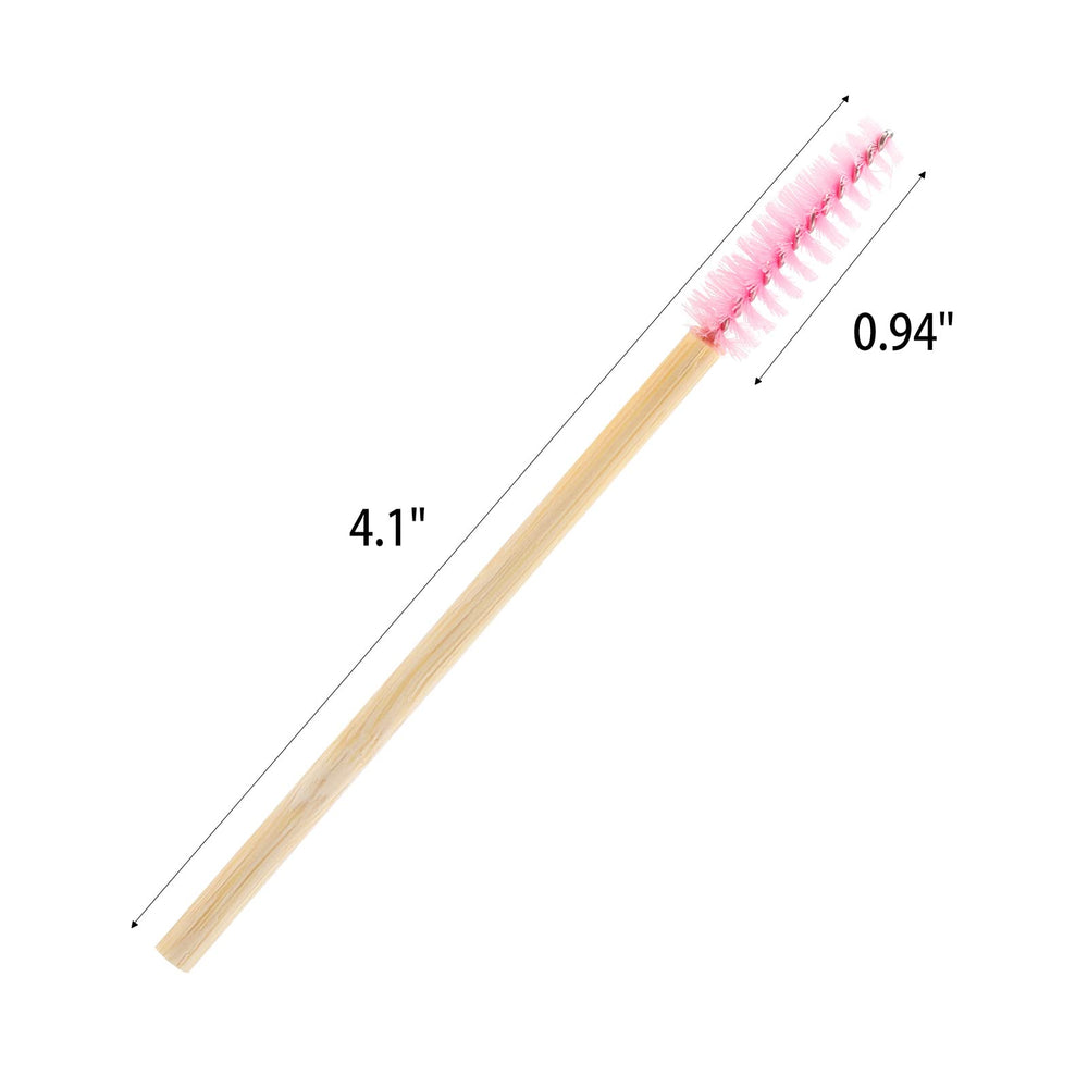 Brosse-mascara en bambou Tbestmax rose, poils souples pour séparer les cils