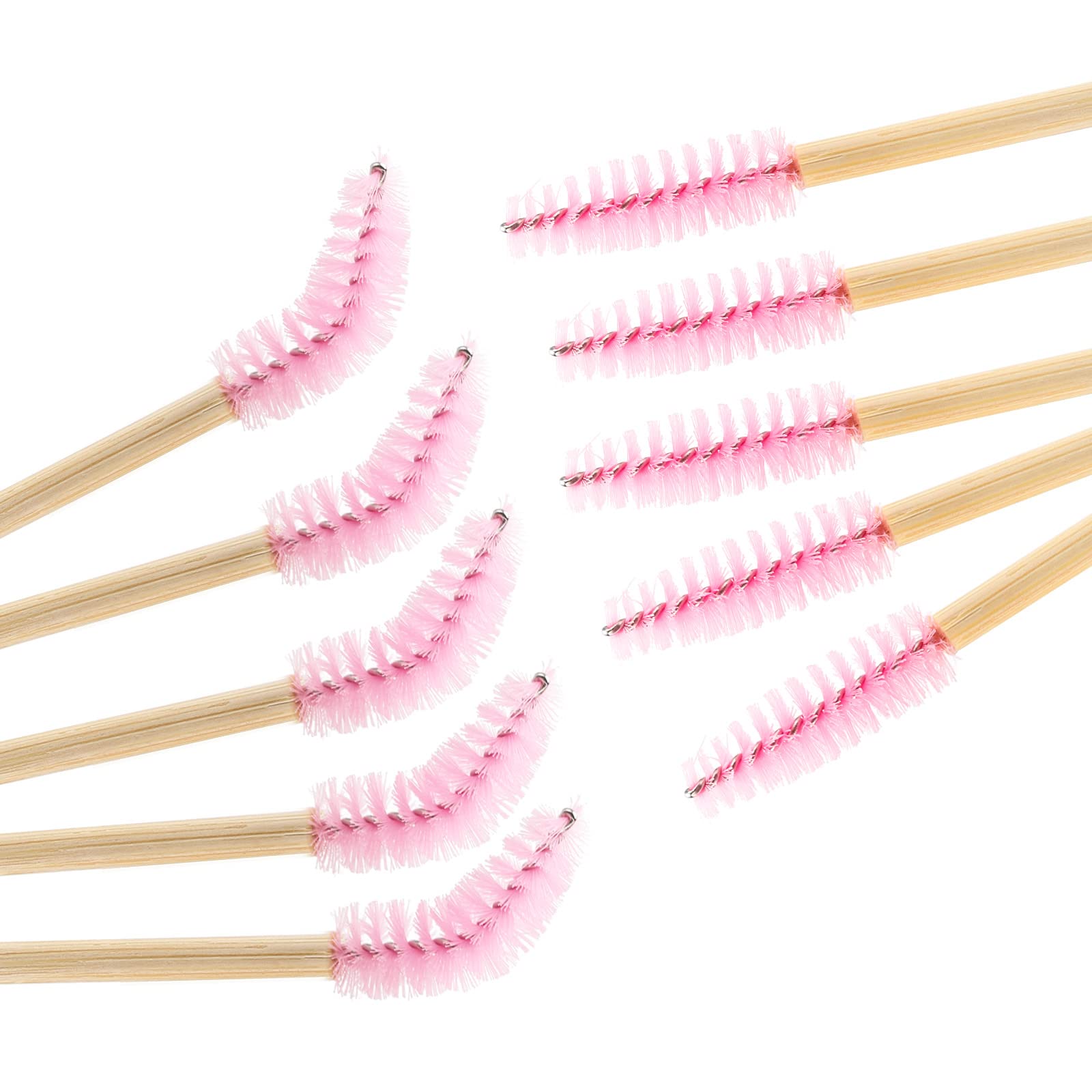 Brosse-mascara en bambou Tbestmax rose, facile à nettoyer après usage