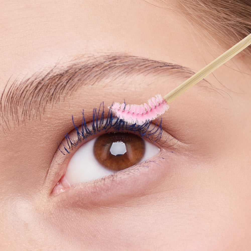 Brosse-mascara en bambou Tbestmax rose, nettoie les coins difficiles des yeux