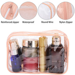 Pochette Tbestmax transparente pêche, idéale pour organiser les essentiels en voyage.
